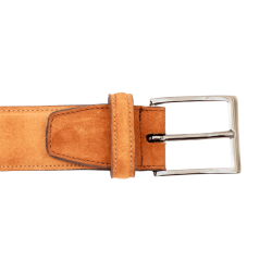 TLB MALLORCA Belt Suede Cuero 302ACUE - Zamszowy jasnobrązowy pasek do spodni