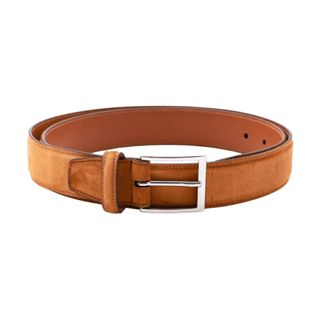 TLB MALLORCA Belt Suede Cuero 302ACUE - Zamszowy jasnobrązowy pasek do spodni