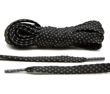 LACE LAB Reflective FLAT 2.0 Laces 9mm Black - Płaskie czarne sznurówki do butów