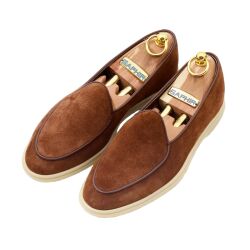 YANKO KUDU Belgian Loafers 5083 Suede Dark Brown - brązowe zamszowe loafersy