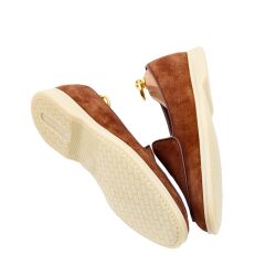 Komfortowe na lato loafersy Yanko zamszowe w brązowym kolorze kopycie sommelier