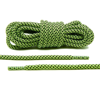 LACE LAB Rope Laces 5mm Volt / Black - Zielono czarne okrągłe sznurowadła do butów