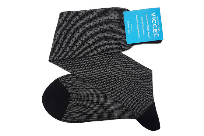 VICCEL / CELCHUK Knee Socks Vertical Striped Black Gray / Dots