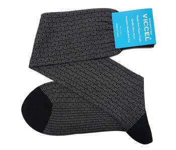 VICCEL Knee Socks Vertical Striped Black Gray / Dots