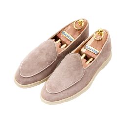 YANKO KUDU Belgian Loafers 5083 Suede Smoke - beżowe zamszowe loafersy