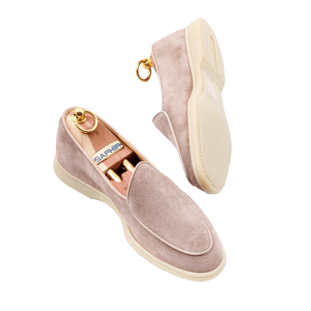 Beżowe zamszowe loafersy na gumowej podeszwie Yanko Kudu Belgian loafers 5083