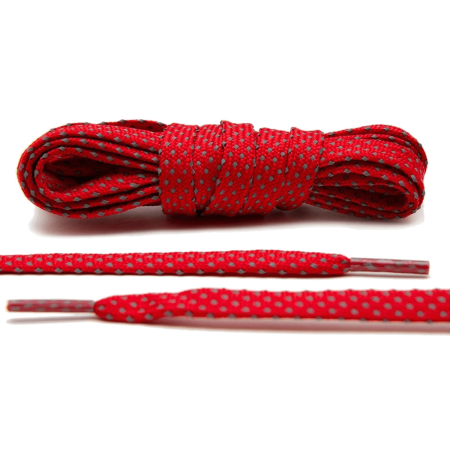 LACE LAB Reflective FLAT 2.0 Laces 9mm Red - Płaskie czerwone sznurówki do butów