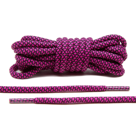 LACE LAB Rope Laces 5mm Hot Pink / Black - Różowo czarne okrągłe sznurowadła do butów