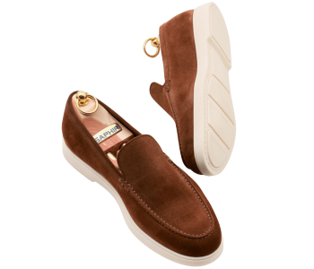 TLB MALLORCA COMFORT Apron Toe 2009 Suede Bruciato - brązowe zamszowe loafersy