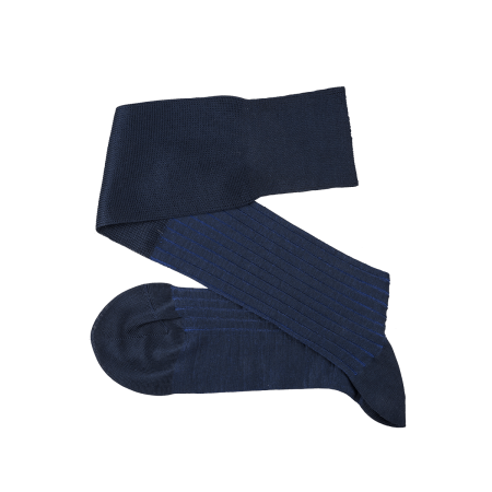 VICCEL / CELCHUK Knee Socks Shadow Stripe Dark Navy Blue Royal Blue