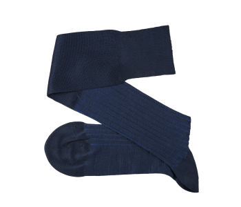 VICCEL / CELCHUK Knee Socks Shadow Stripe Dark Navy Blue Royal Blue