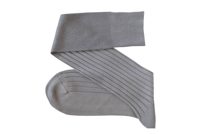 VICCEL / CELCHUK Knee Socks Solid Light Gray Cotton