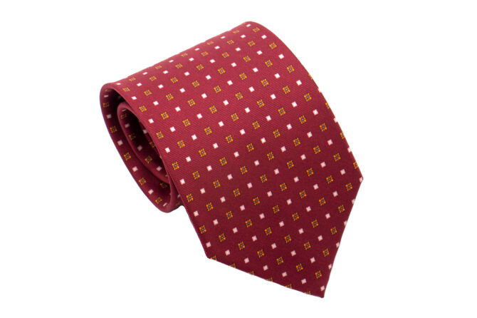 Jedwabny krawat - PATINE Tie Printed Silk SQUARE 1 Hermes Red