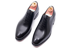 Buty męskie koloru czarnego typu oxford. Obuwie garniturowe, ślubne, biznesowe, biurowe, okolicznościowe, stylowe, luksusowe.