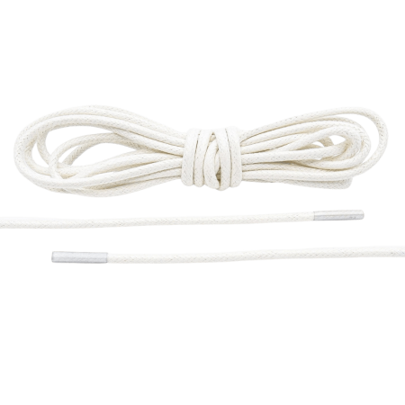 Białe okrągłe woskowane sznurowadła ekskluzywne. Sznurówki do customizacji sneakersów - Jordan, Nike, Bred 1, Adidas