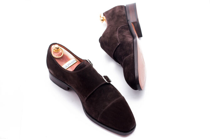 YANKO Double Monks 306 F Suede Brown - brązowe zamszowe monki męskie (SALE)