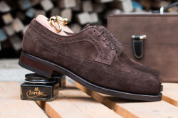 Zamszowe stylowe eleganckie obuwie męskie z perforacjami brogues yanko 14741