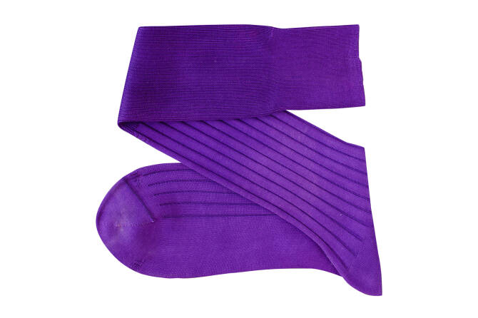 VICCEL / CELCHUK Knee Socks Solid Purple Cotton 
