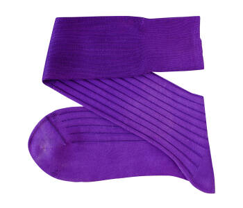 VICCEL Knee Socks Solid Purple Cotton 