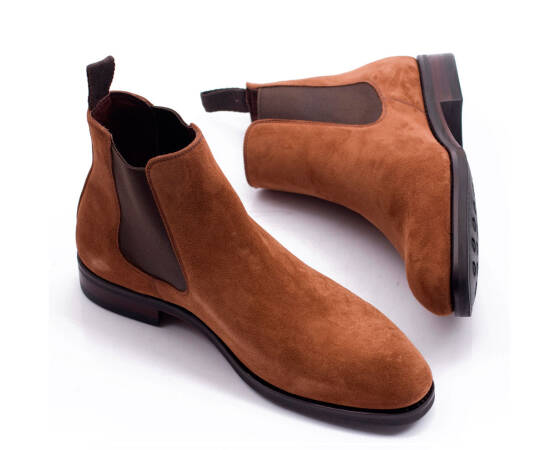 TLB MALLORCA Boots CHELSEA 511S F Suede Medium Brown - brązowe zamszowe sztyblety męskie