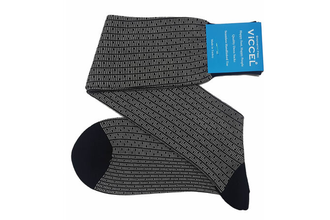 VICCEL / CELCHUK Knee Socks Vertical Striped Black / Light Gray Dots