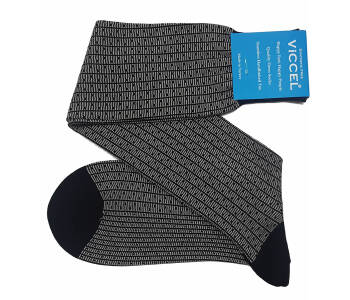 VICCEL / CELCHUK Knee Socks Vertical Striped Black / Light Gray Dots