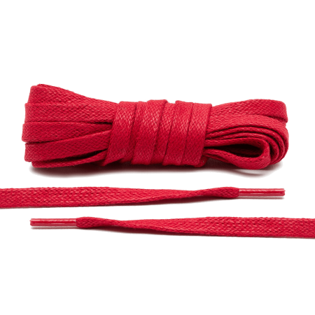 LACE LAB Waxed Shoe Laces 7mm Red - Czerwone płaskie woskowane sznurowadła do butów