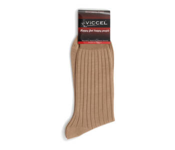 VICCEL Socks Solid Tan Cotton