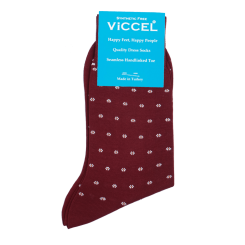 VICCEL / CELCHUK Socks Flower Dots Burgundy