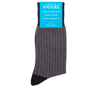 VICCEL / CELCHUK Knee Socks Black Gray Vertical Striped and Dots Socks