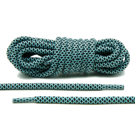 LACE LAB Rope Laces 5mm Mint / Black - Miętowo czarne okrągłe sznurowadła do butów