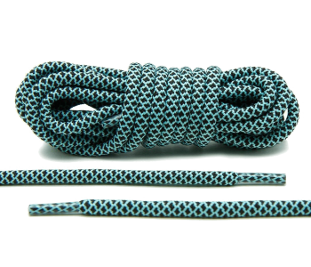 LACE LAB Rope Laces 5mm Mint / Black - Miętowo czarne okrągłe sznurowadła do butów