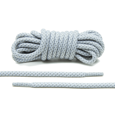 LACE LAB Rope Laces 5mm Grey / White - Szaro białe okrągłe sznurowadła do butów