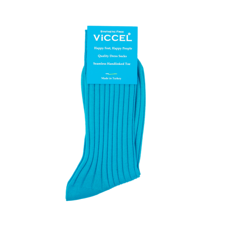 turkusowe eleganckie bawełniane skarpety męskie viccell socks solid turquoise cotton