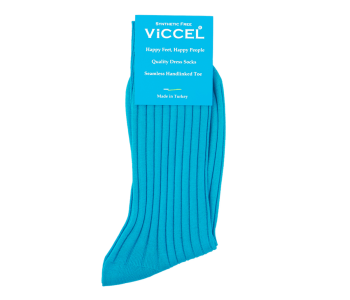 VICCEL / CELCHUK Socks Solid Turquoise Cotton
