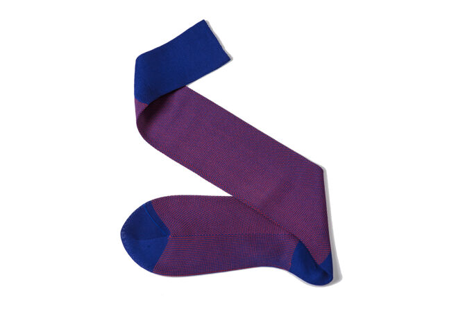 VICCEL / CELCHUK Knee Socks Birdseye Royal Blue / Red