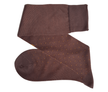 VICCEL / CELCHUK Knee Socks Pin Dots Brown Mustard Cotton