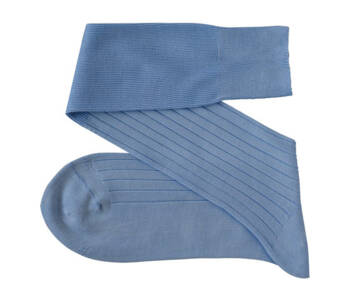 VICCEL / CELCHUK Knee Socks Solid Sky Blue Cotton