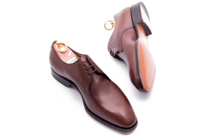 brązowe angielki męskie podeszwa skórzana, 3-eyelet, buty sznurowane, derby , brązowe klasyczne buty 