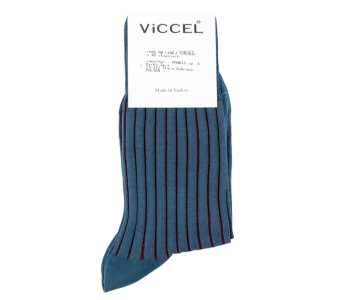 VICCEL / CELCHUK Socks Shadow Stripe Light Navy Blue / Burgundy