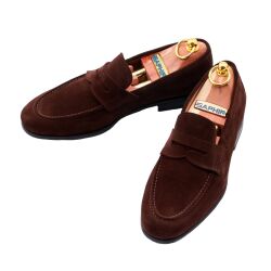 Ciemnobrązowe zamszowe loafersy męskie. Ciemnobrązowe eleganckie mokasyny męskie, na gumowej podeszwie 111 