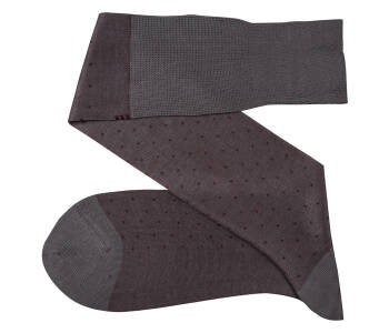VICCEL Knee Socks Pin Dots Gray / Burgundy
