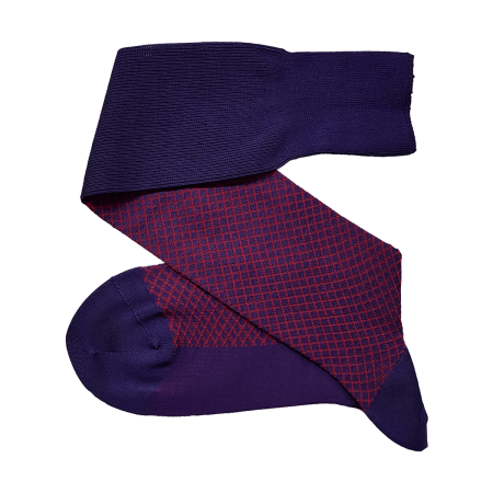 Bawełniane podkolanówki męskie fioletowo czerwone viccel knee socks fish net purple red