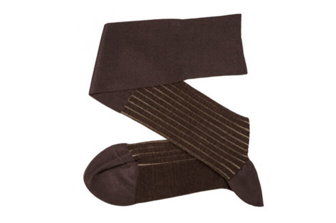 VICCEL / CELCHUK Knee Socks Shadow Stripe Brown Beige