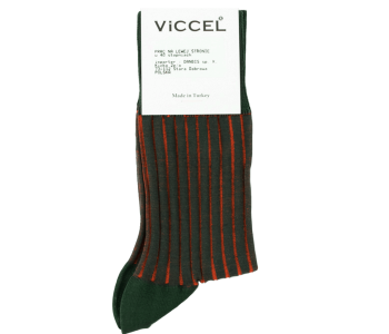 VICCEL / CELCHUK Socks Shadow Stripe Forest Green / Orange