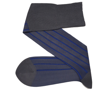 VICCEL / CELCHUK Knee Socks Shadow Stripe Gray / Royal Blue