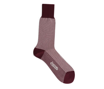 VICCEL / CELCHUK Socks Houndstooth Burgundy / White