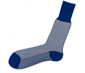VICCEL Socks Houndstooth Blue / White