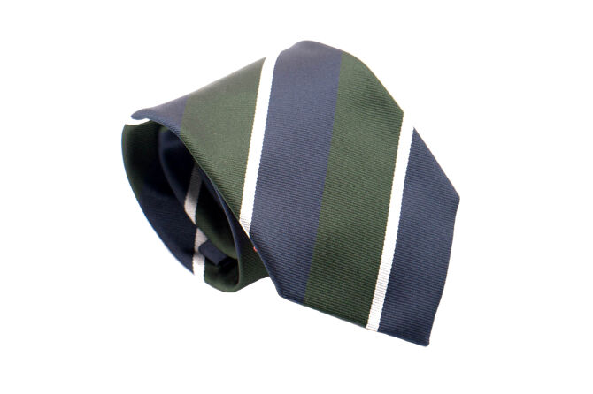 PATINE Tie Silk Stripe Vert Fonce / Bleu Petrol / Argent