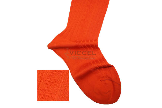 VICCEL / CELCHUK Knee Socks Diamond Textured Orange
